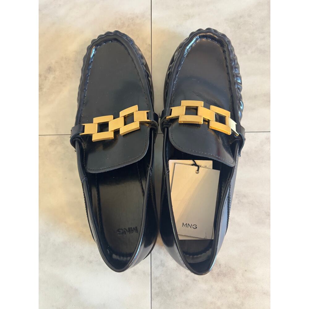 Mango Mng Women’s Metallic Detail Leather Shoes Round Toe Size 8.5 New View 3